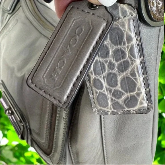 Coach Kristin Spectator Smooth Leather Snake Embossed Hobo Shoulder Bag